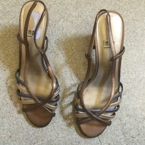 'Impo'  three tone metallic strappy heeled sandal